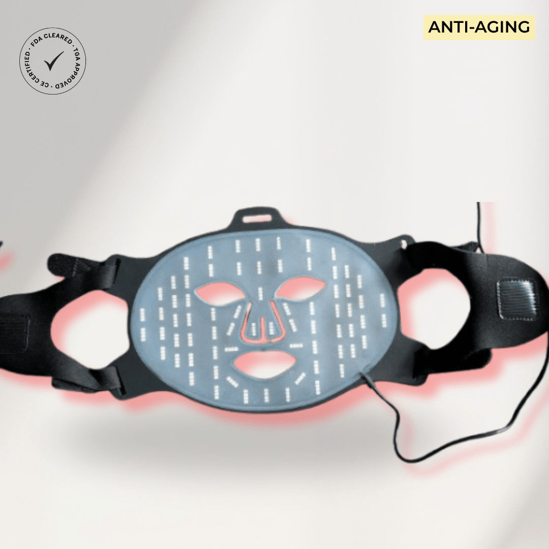 Detaljbilde av silikonbaksiden på LUNOVA LUX™ LED-maske – komfortabel, CE-godkjent og trygg for sensitiv hud