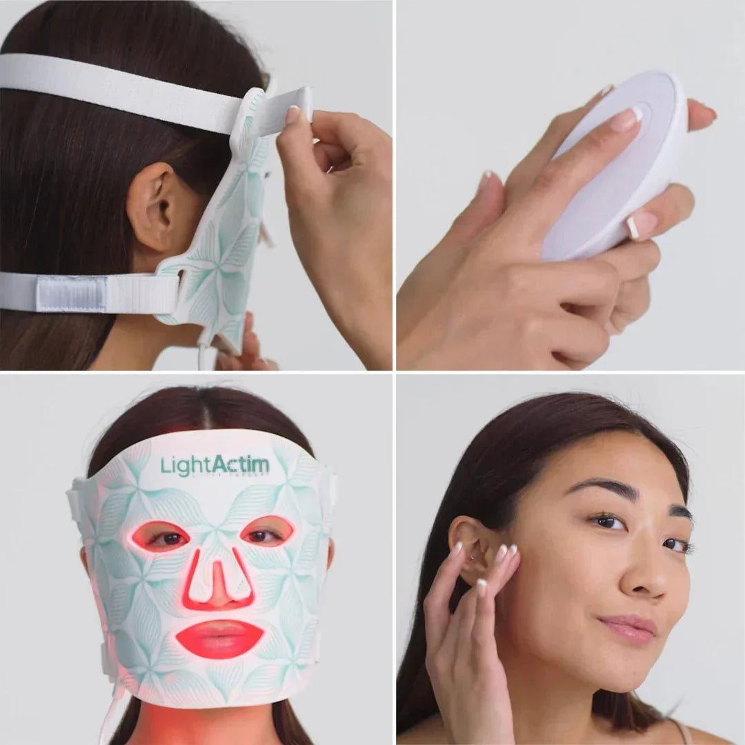 LUNOVA Pro – Rødlysterapi Maske i Silikon med Vibrasjon & Infrarødt Lys - LUNOVA