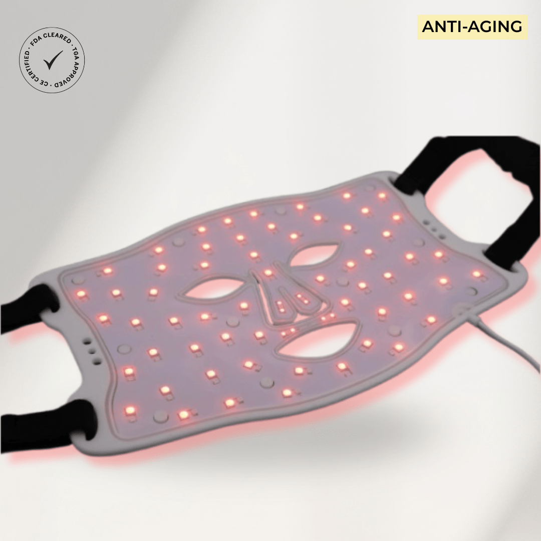 LUNOVA Pro – Rødlysterapi Maske i Silikon med Vibrasjon & Infrarødt Lys - LUNOVA